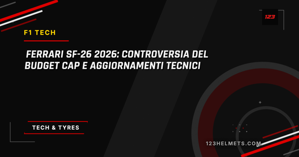 123Helmets editorial card — Ferrari SF-26 2026: Controversia del Budget Cap e Aggiornamenti Tecnici
