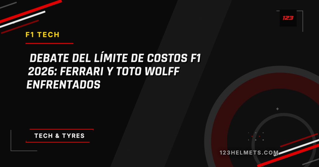 123Helmets editorial card — Debate del límite de costos F1 2026: Ferrari y Toto Wolff enfrentados