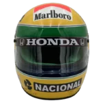 Ayrton Senna 1991 McLaren F1 replica helmet — front view, collector display model