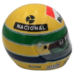 Ayrton Senna 1991 McLaren F1 replica helmet — side view, collector display model