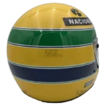 Ayrton Senna 1991 McLaren F1 replica helmet — rear three-quarter view, collector display model