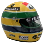Ayrton Senna 1991 McLaren F1 replica helmet — side view, collector display model