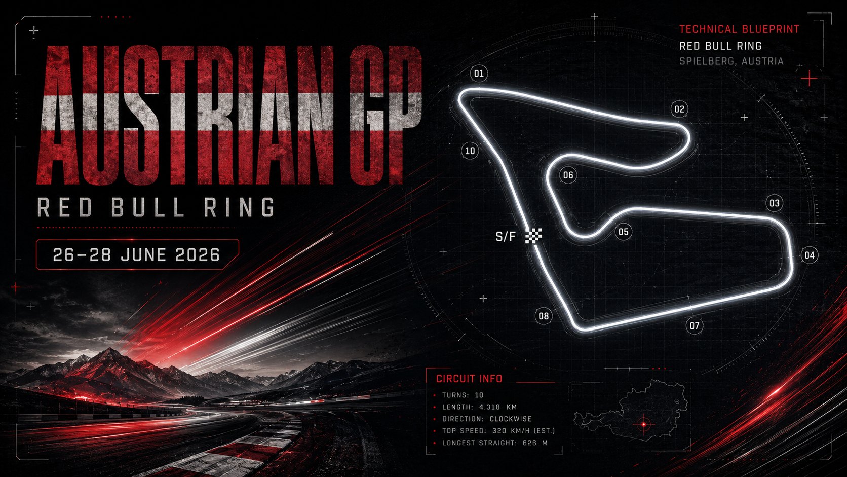 Red Bull Ring circuit map — Austrian GP 2026