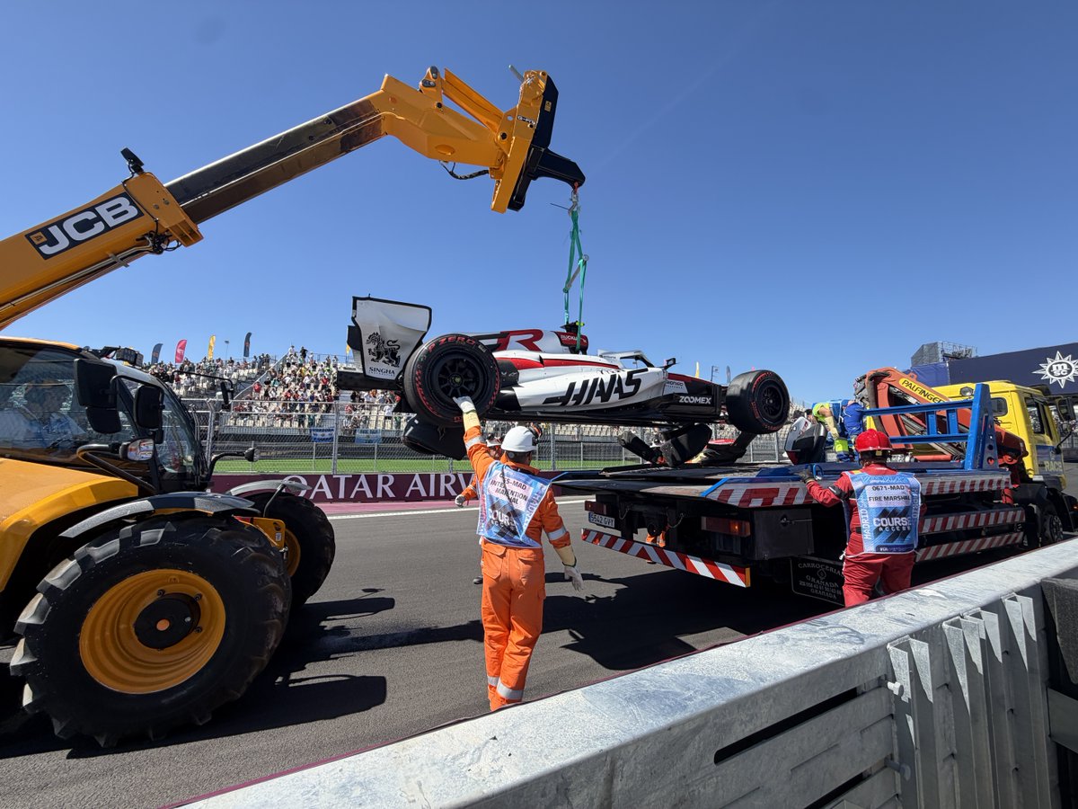 HEAVY HIT Ollie Bearman brought a premature end to FP3 when he lost control of his Haas at T10 before smashing sideways