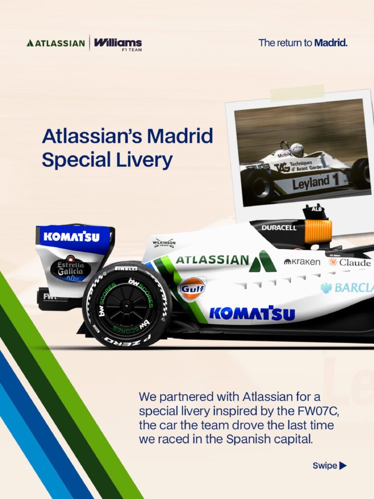 Photo by Atlassian Williams F1 Team on September 10, 2026.