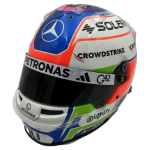 Kimi Antonelli 2026 F1 replica helmet — three-quarter front view, collector display model
