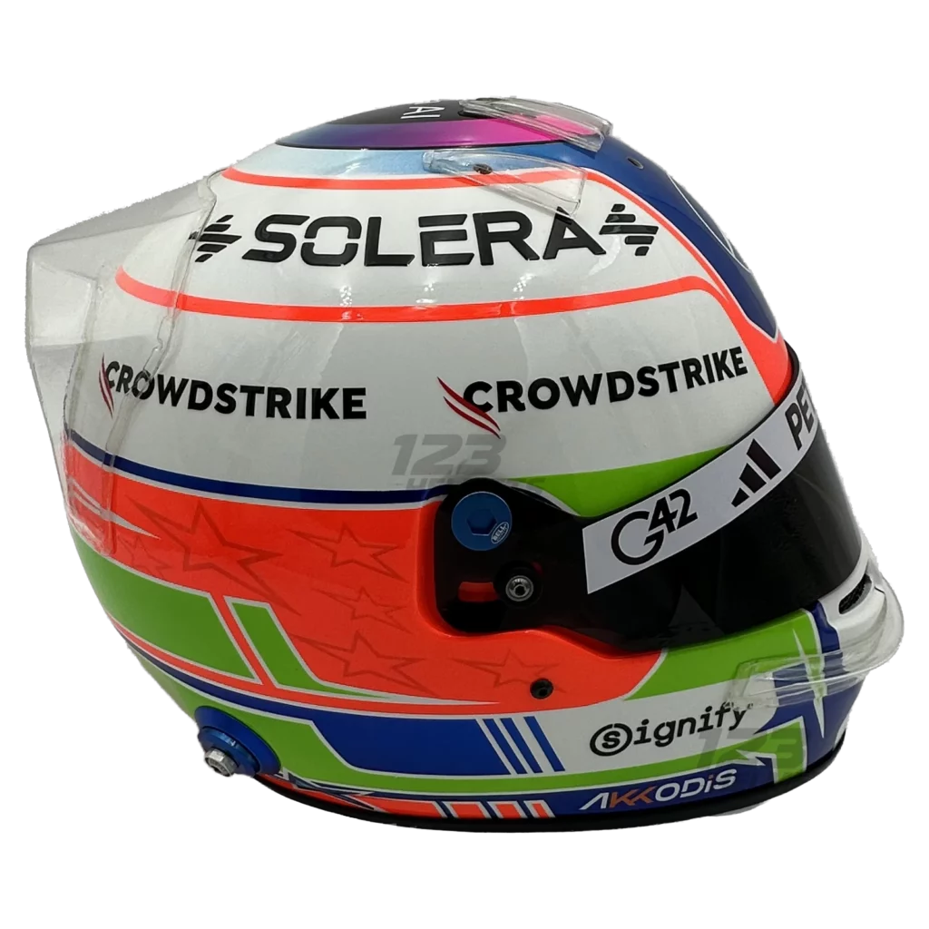 Kimi Antonelli 2026 F1 replica helmet — right side view, collector display model