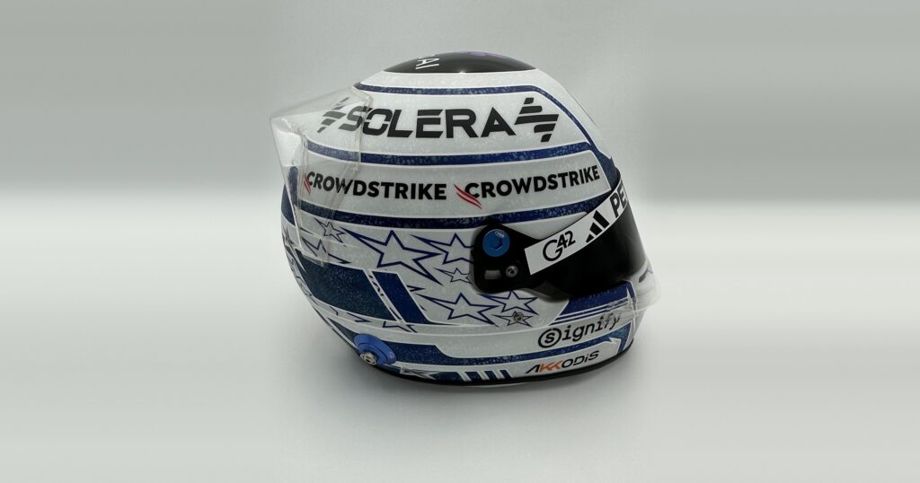 Kimi Antonelli 2026 GP Monaco full-size 1:1 F1 replica helmet — full side view, display and collector piece, studio photo