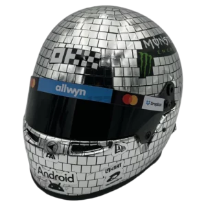 Lando Norris 2025 Miami GP Disco F1 replica helmet full size — front three-quarter view, collector display model