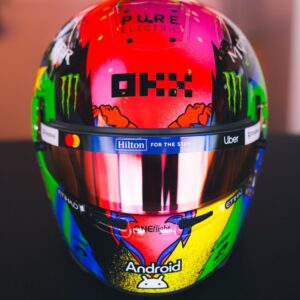 Lando Norris's 2026 Spanish GP pop-art helmet design, front view