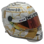 Max Verstappen 2024 4 titles F1 replica helmet — three-quarter front view, collector display model