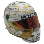 Max Verstappen 2024 4 titles F1 replica helmet — three-quarter front view, collector display model