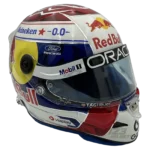 Max Verstappen 2026 F1 replica helmet — three-quarter front view, collector display model