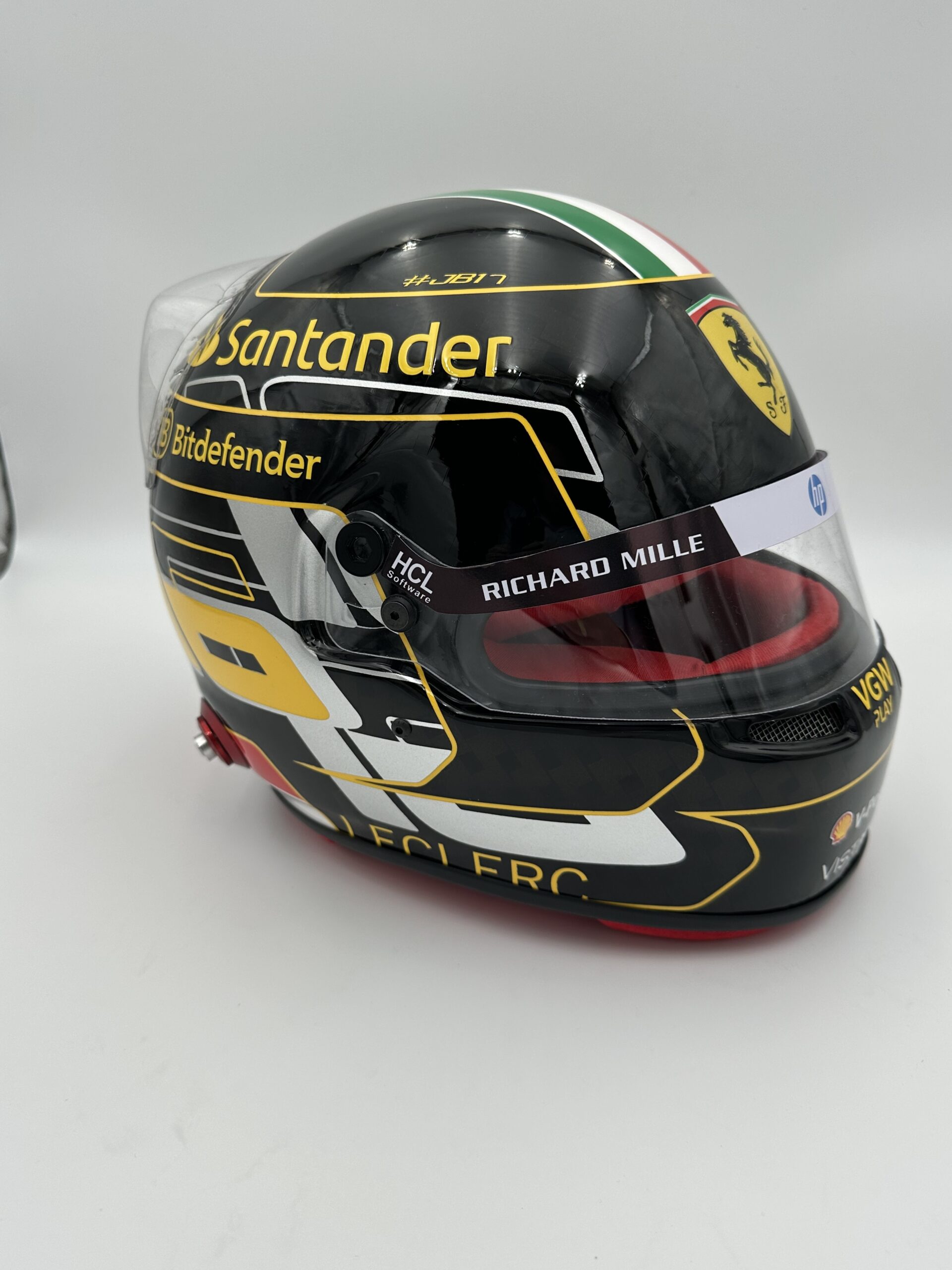 Charles Leclerc 2024 Monza GP full-size 1:1 F1 replica helmet, display and collector piece, studio photo on white background