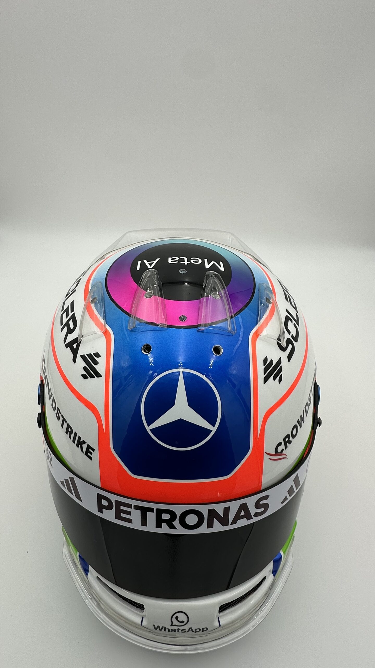 Kimi Antonelli 2026 full-size 1:1 F1 replica helmet, display and collector piece, studio photo on white background