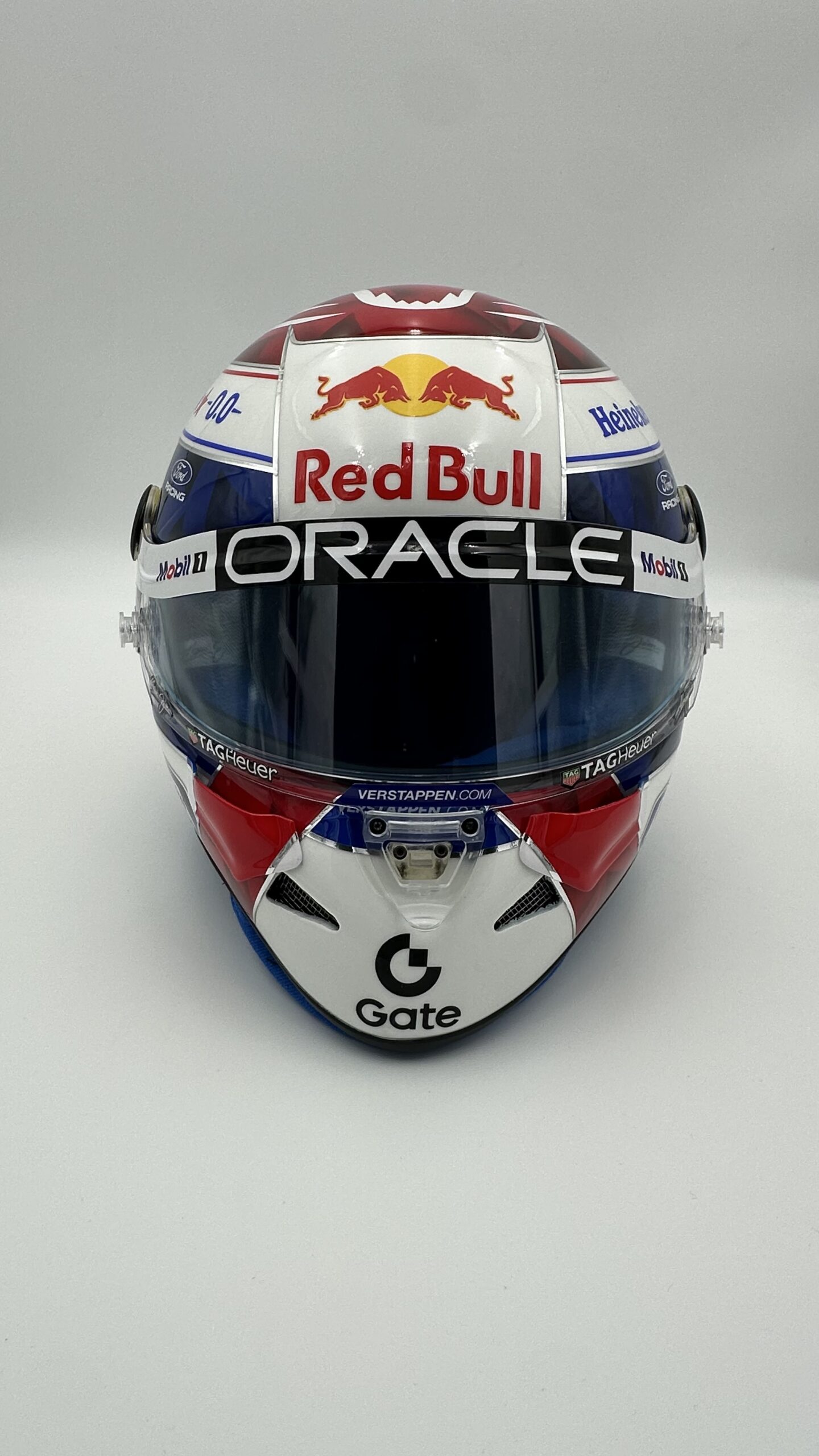 Max Verstappen 2026 full-size 1:1 F1 replica helmet, display and collector piece, studio photo on white background