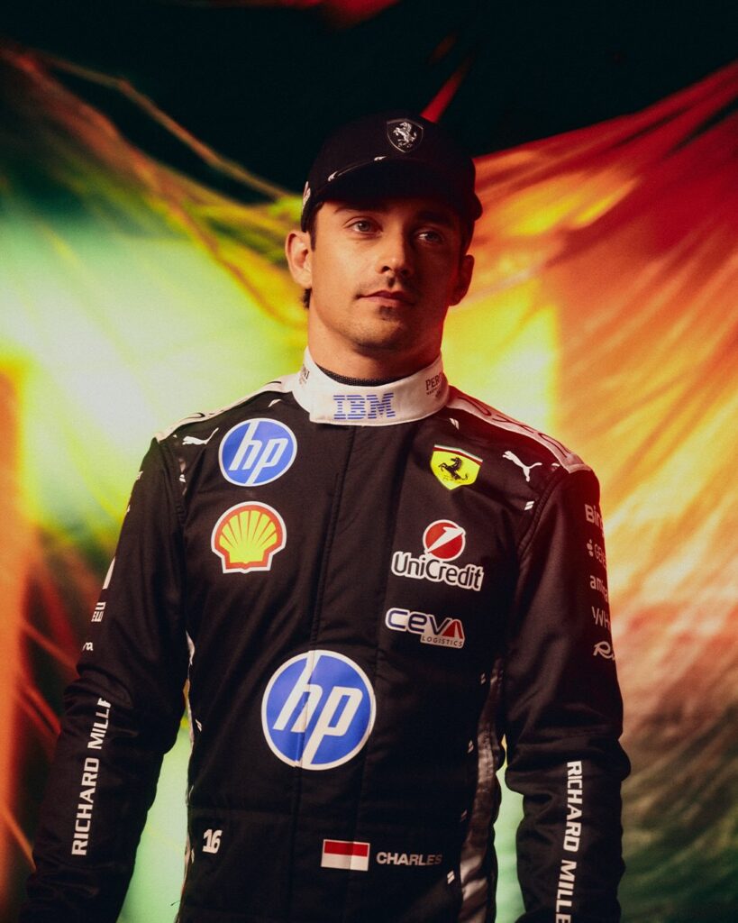 Charles Leclerc's Singapore GP 2026 special race suit and cap (Ferrari x Puma)