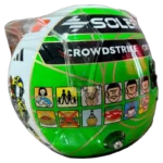 Kimi Antonelli 2026 Monza GP F1 replica helmet — green rear three-quarter view, collector display model