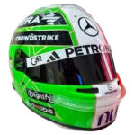 Kimi Antonelli 2026 Monza GP F1 replica helmet — green front three-quarter view, collector display model