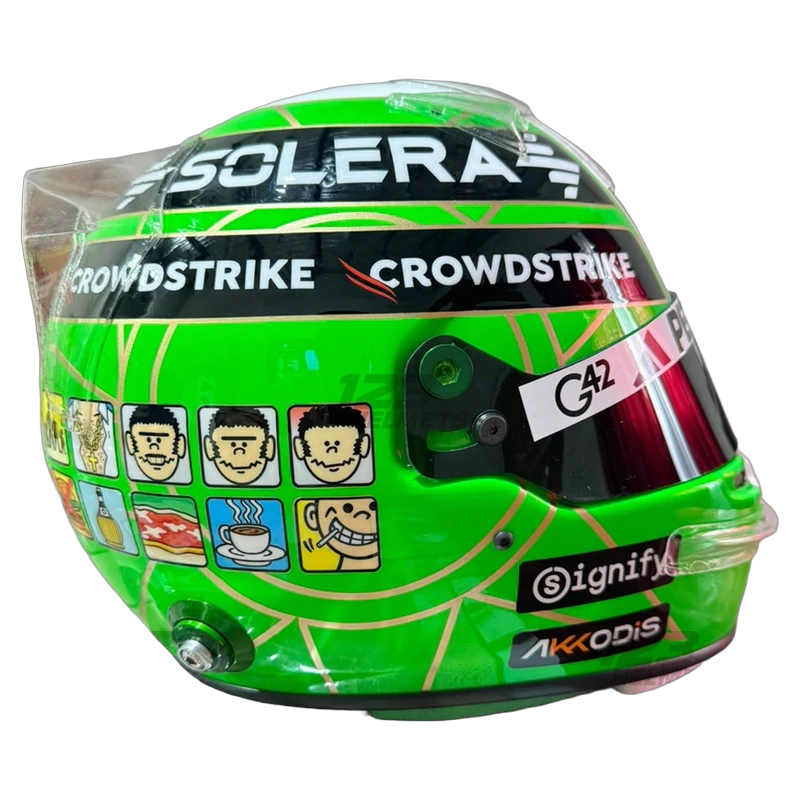 Kimi Antonelli 2026 Monza GP F1 replica helmet Kimi Antonelli 2026 Monza GP F1 replica helmet — green side view, collector display model
