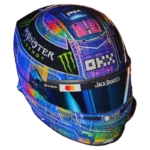 Oscar Piastri 2026 US GP Austin F1 replica helmet, three-quarter front view (reveal photo by Intel, original visor)